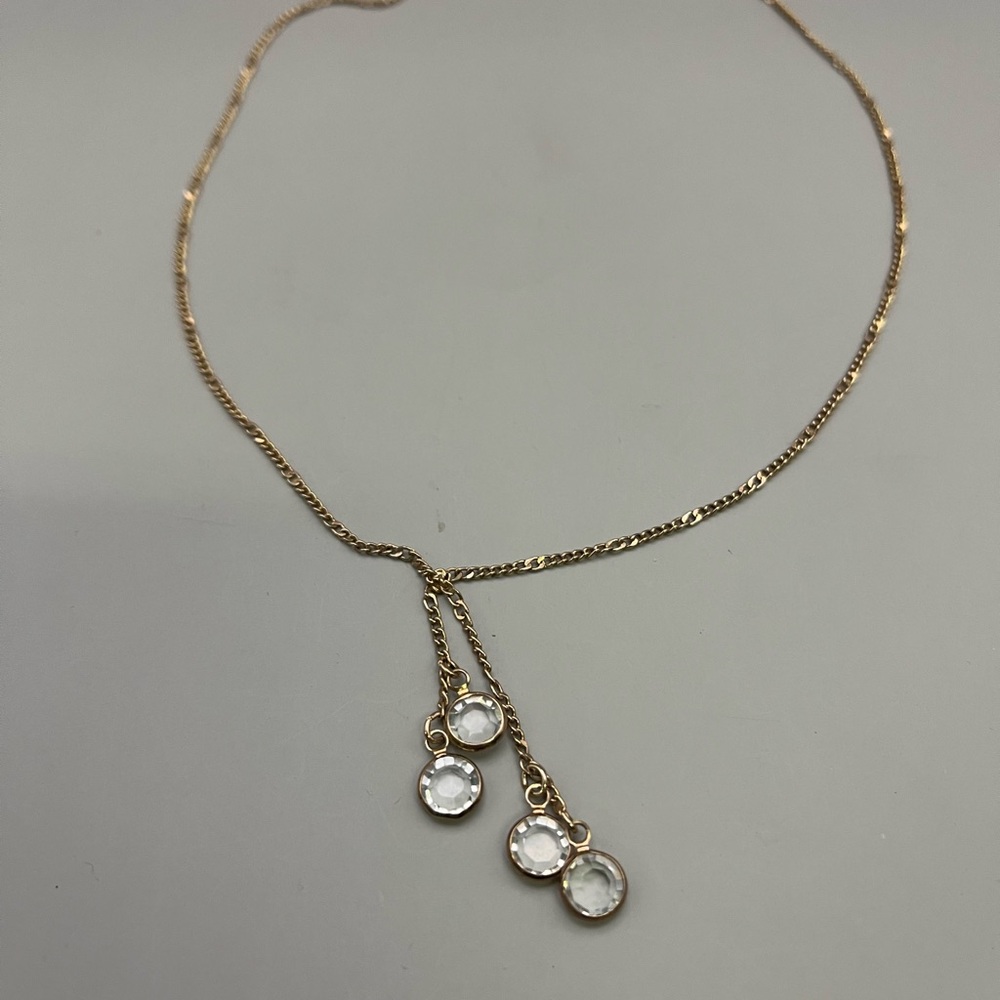 Avon Gold and White Necklace with Dainty Pendants